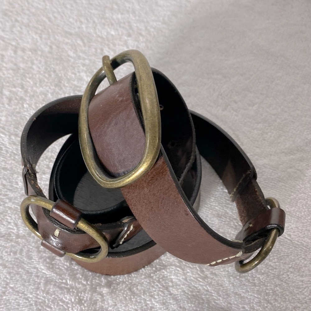 Vintage Eddie Bauer Brown Leather Belt W Brass Hardware